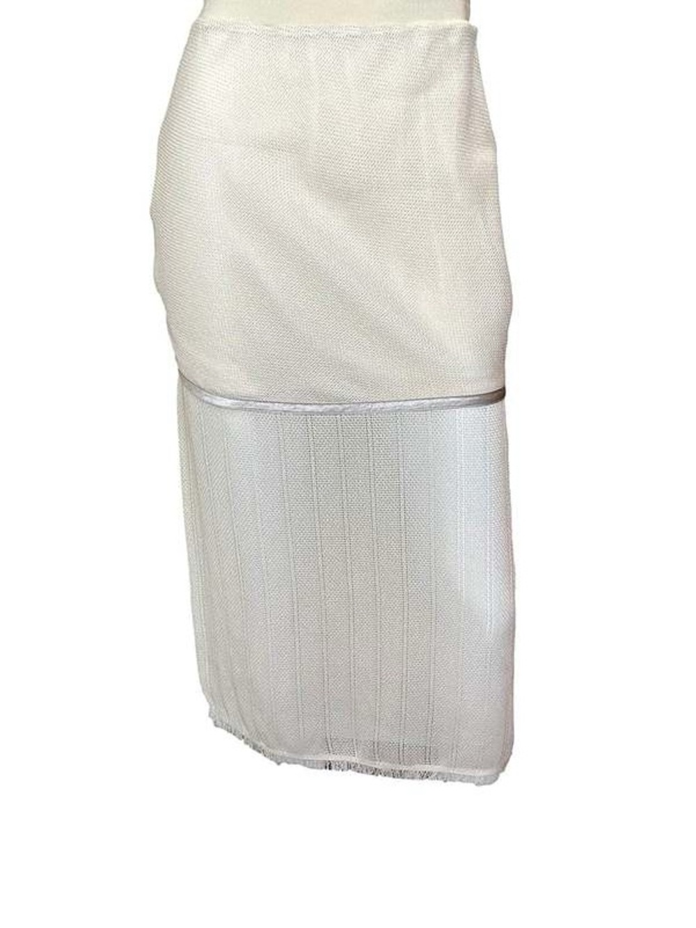 Helmut Lang White Two-Tone Midi Pencil Skirt
